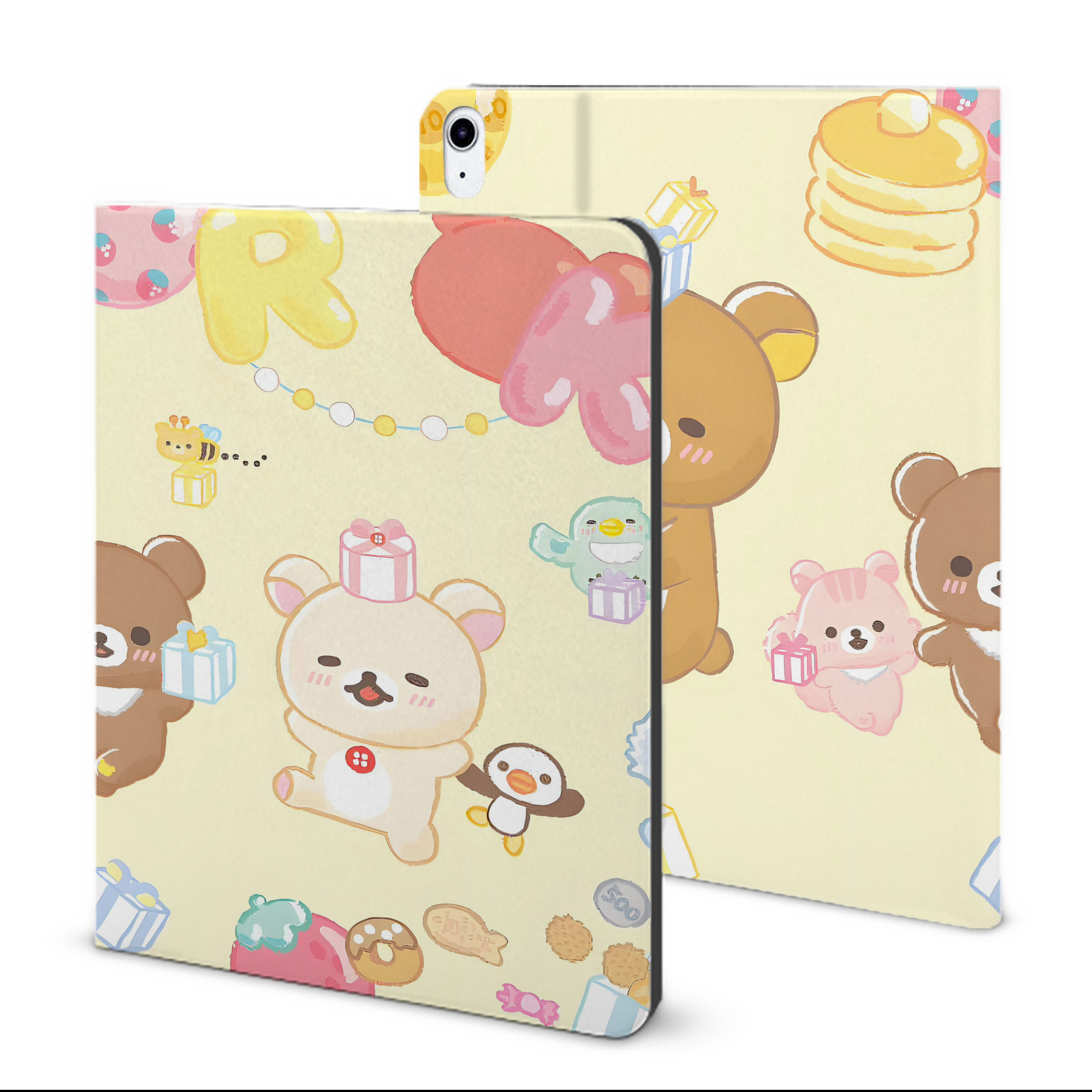 （画像用） リラックマ リラックマ キイロイトリ Rilakkuma Korilakkuma Kiiroitori IPad ケース ブック型 PUレザー TPU 耐衝撃 軽量 薄型 ペン収納なし 全面保護 IPad 各モデル対応